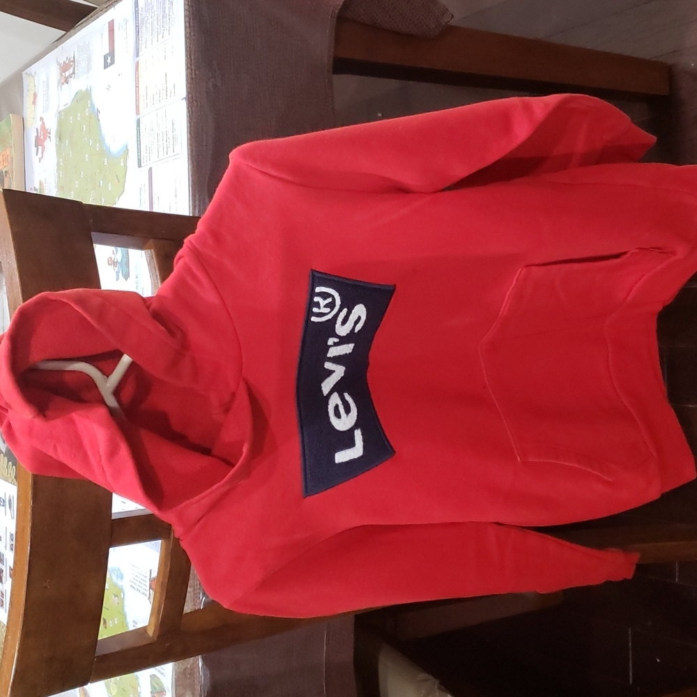 Levi's sweatshirt boys bright red orange shade Large